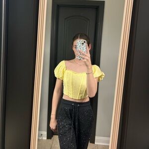 Target Yellow Eyelet Crop Top